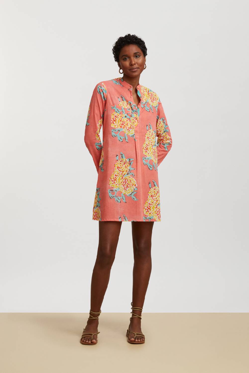 Lisa Corti kurta corta leopard flower old pink