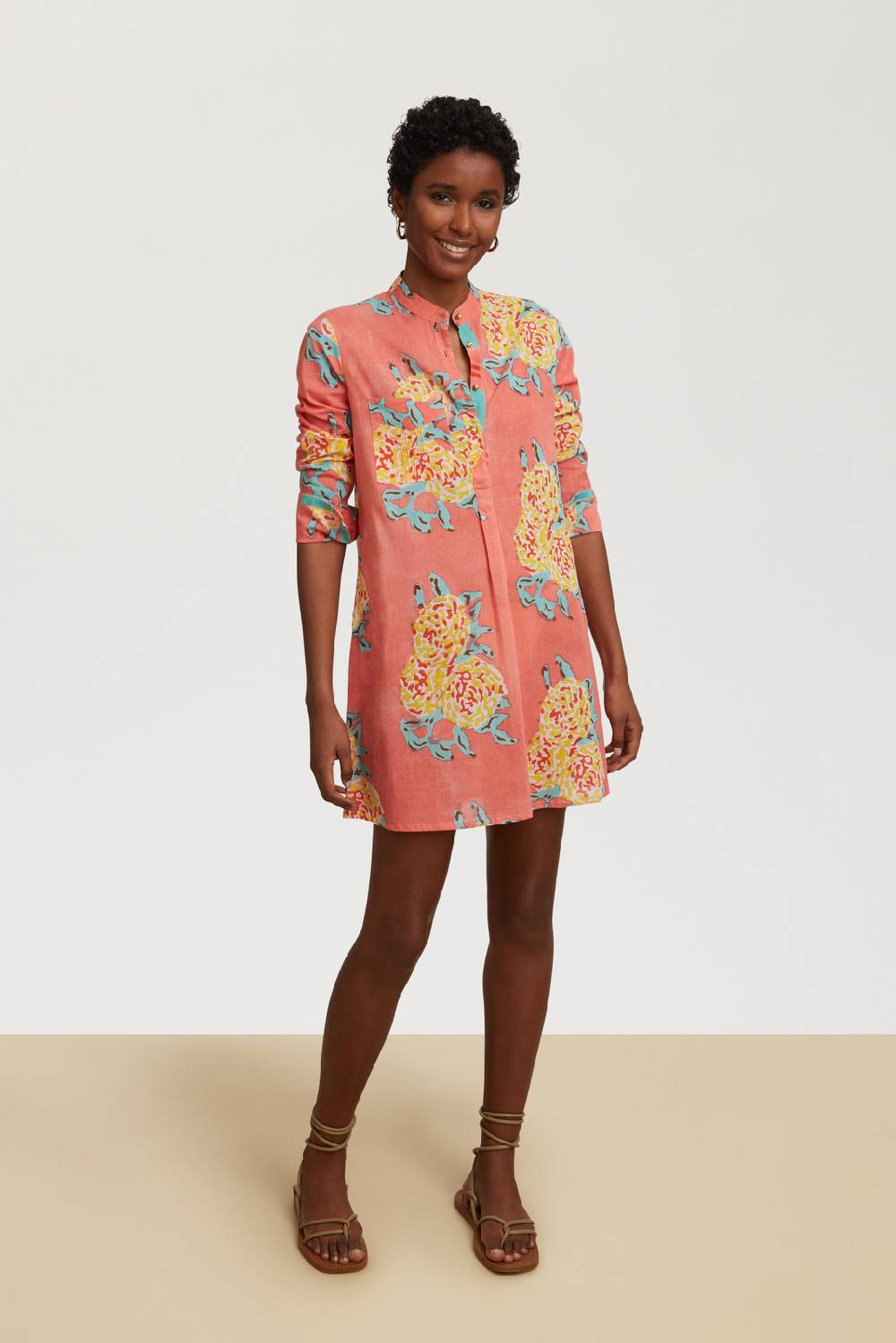Lisa Corti kurta corta leopard flower old pink Ultimo giorno