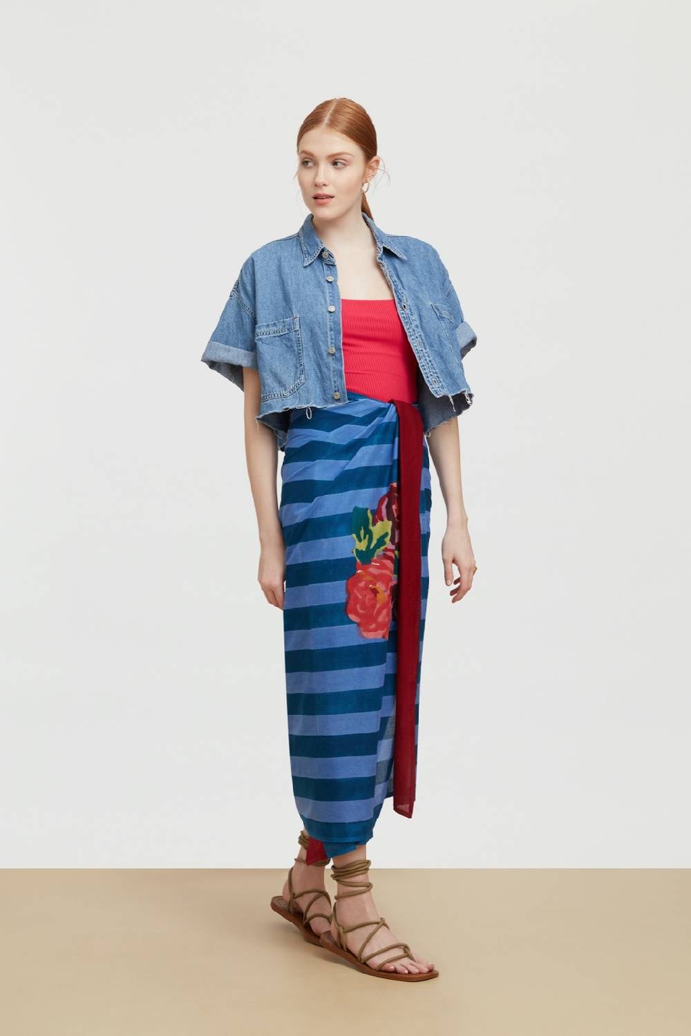 Lisa Corti pareo nizam stripes ferozi sugar Only for today