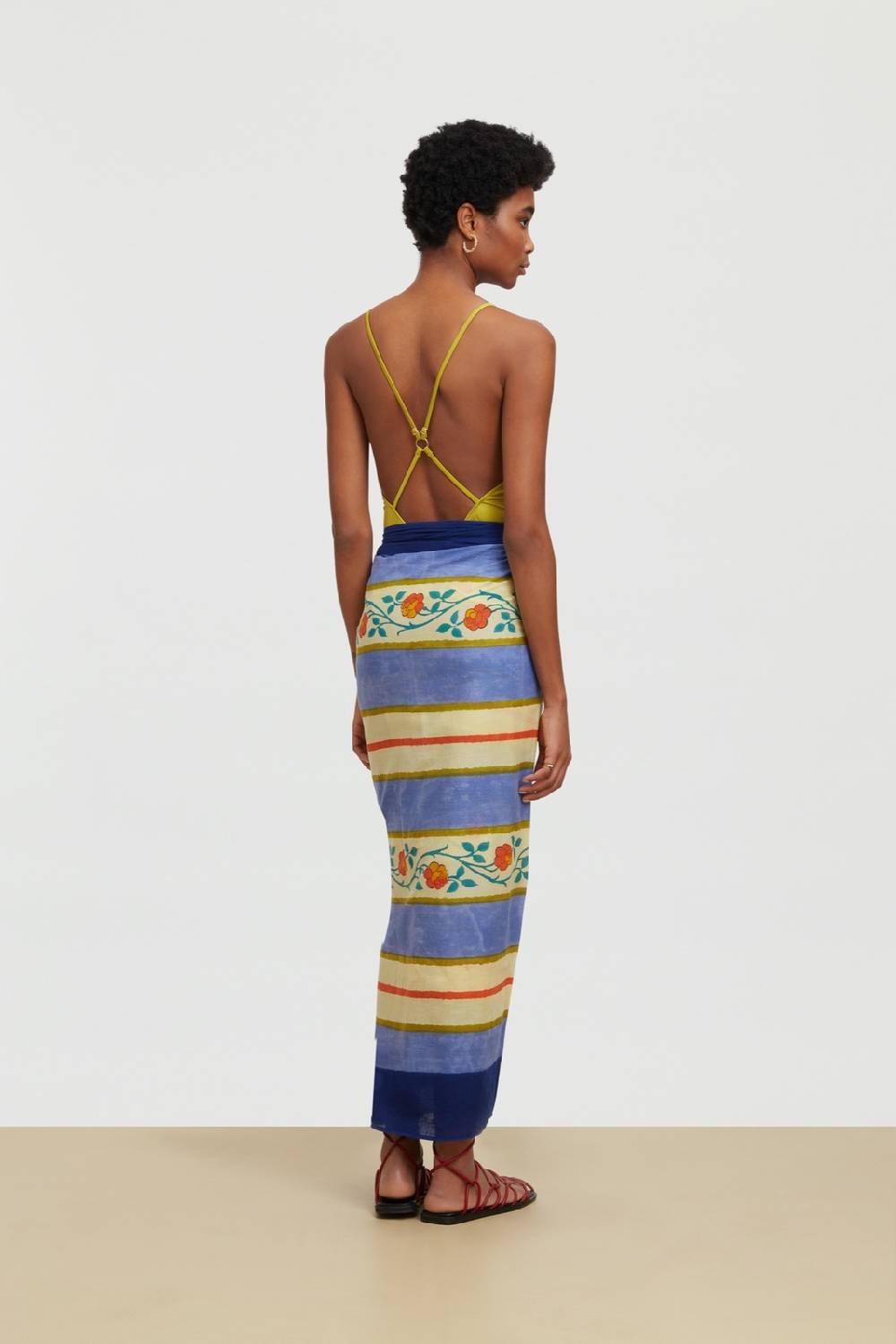 Lisa Corti pareo varanasi stripes pervinch Sostegno trimestrale