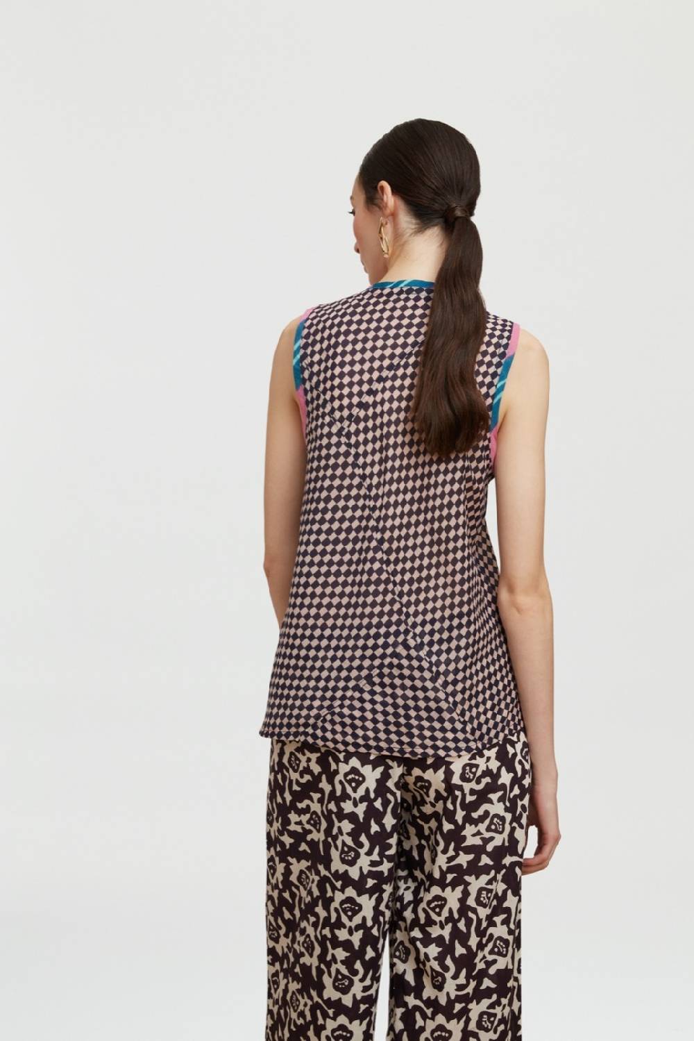 Lisa Corti top banyan tibet check payne butter Fino al 55% di sconto