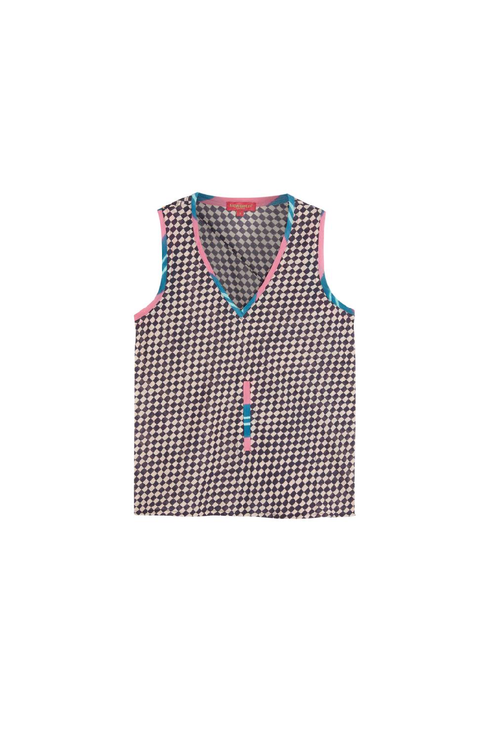 Lisa Corti top banyan tibet check payne butter Fino al 55% di sconto