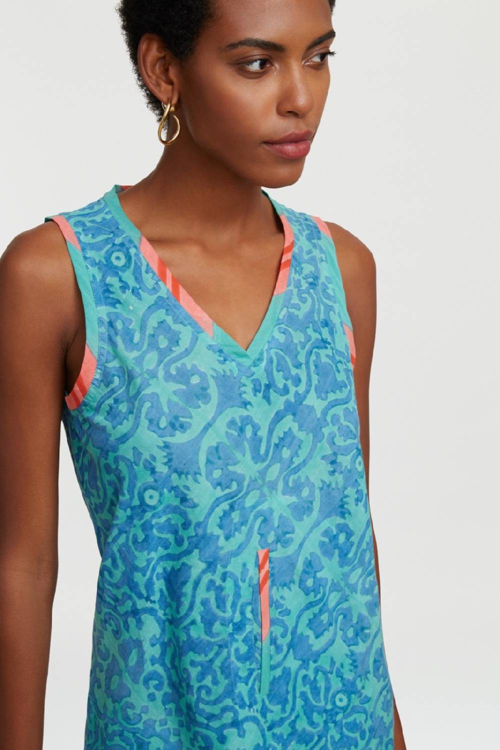 Lisa Corti top banyan damask design blue Enormi sconti