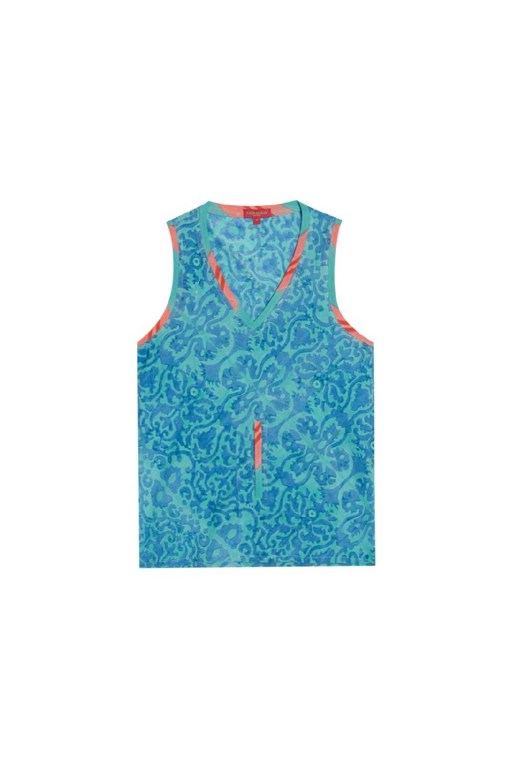 Lisa Corti top banyan damask design blue Enormi sconti
