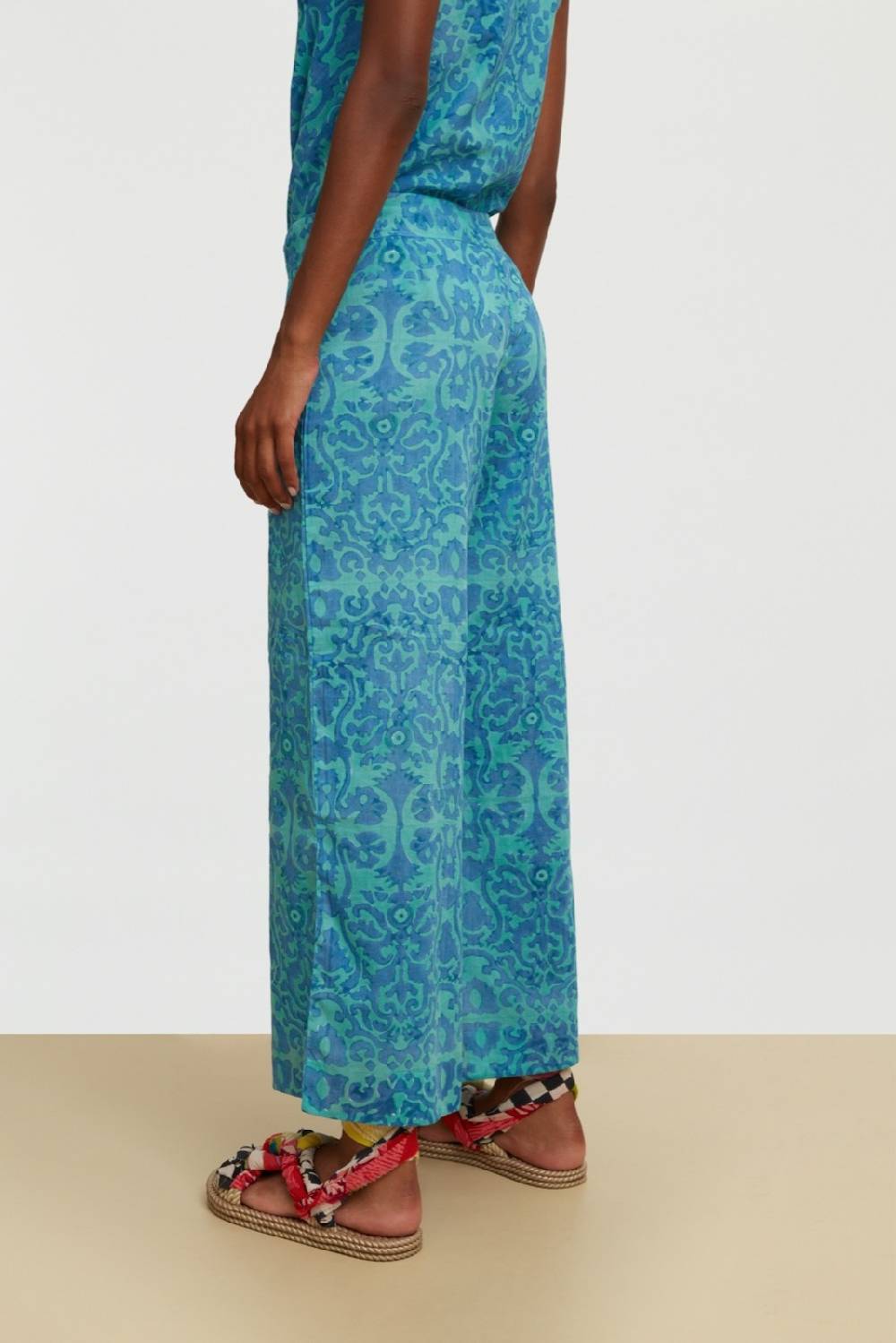 Lisa Corti pantalone cabana damask design blue 50% di sconto con spedizione gratuita