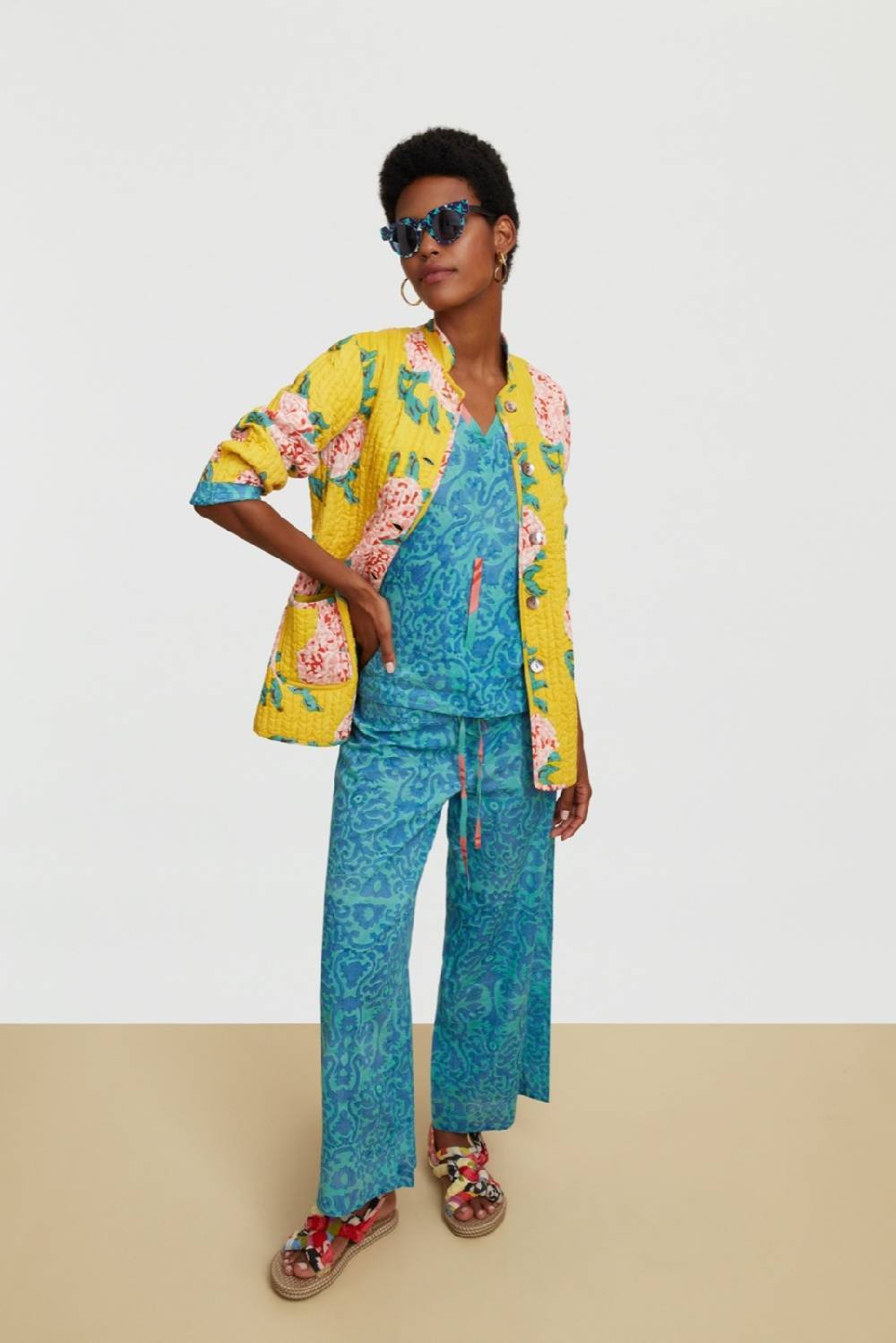 Lisa Corti pantalone cabana damask design blue 50% di sconto con spedizione gratuita