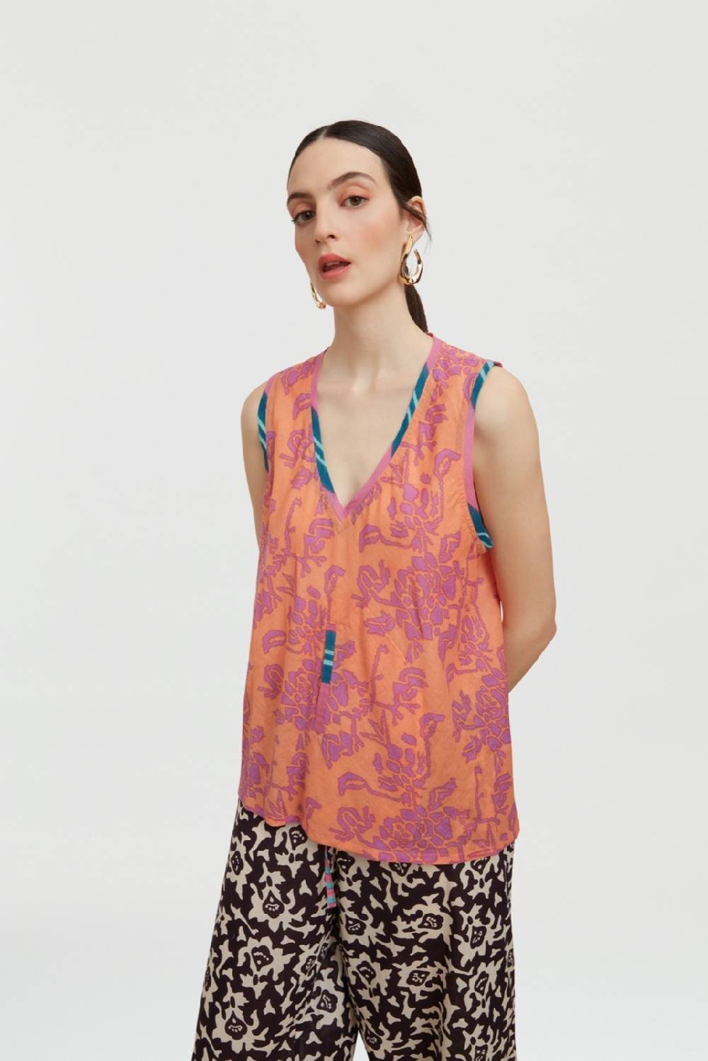Lisa Corti top banyan tibet design peach 50% di sconto per tempo limitato