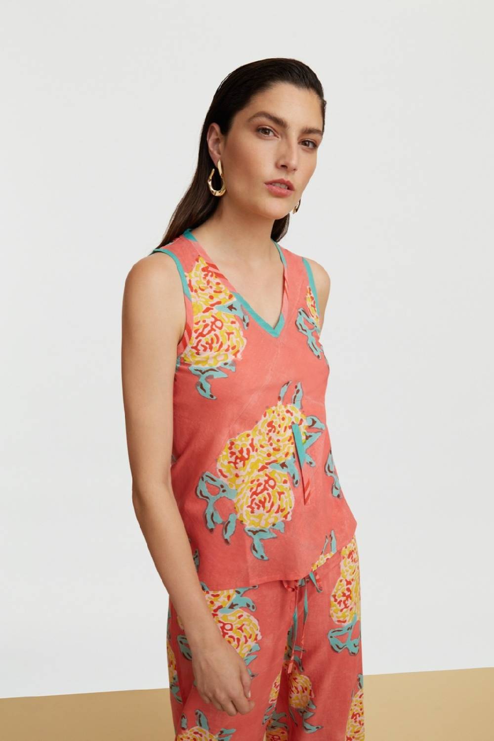 Lisa Corti top banyan leopard flower old pink 2025