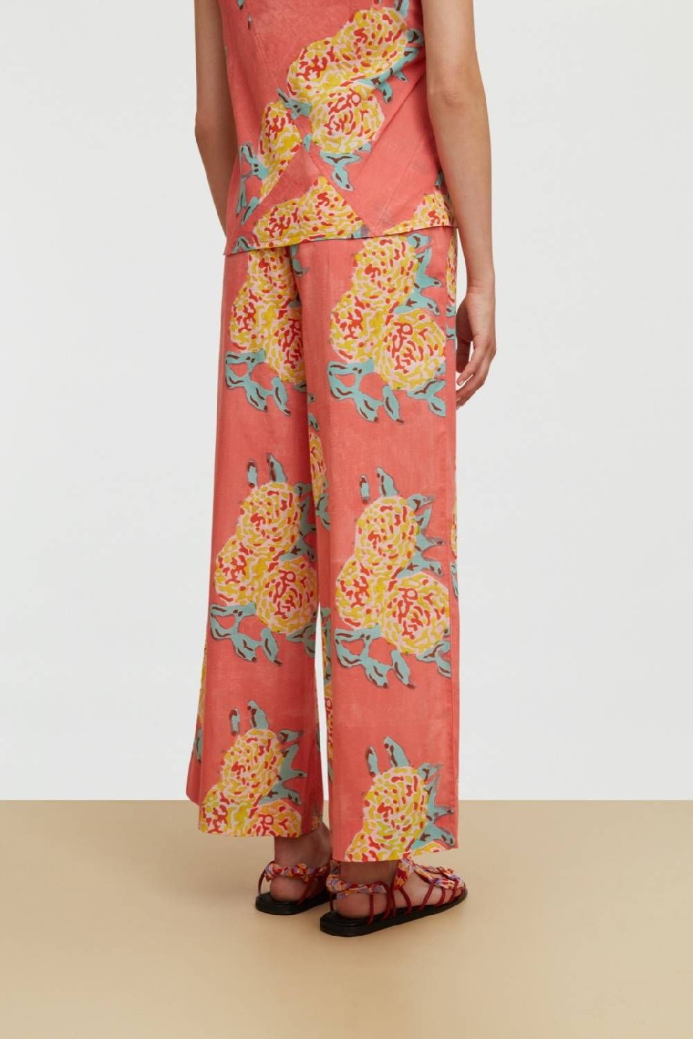 Lisa Corti pantalone cabana leopard flower old pink Italia