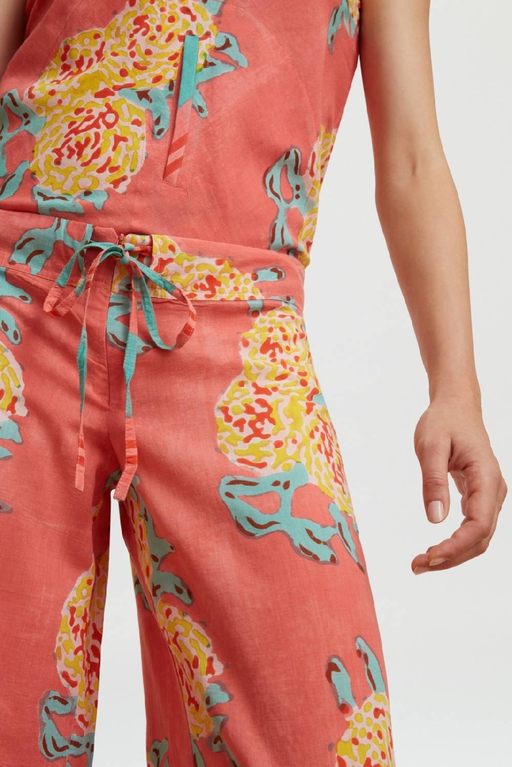 Lisa Corti pantalone cabana leopard flower old pink Italia