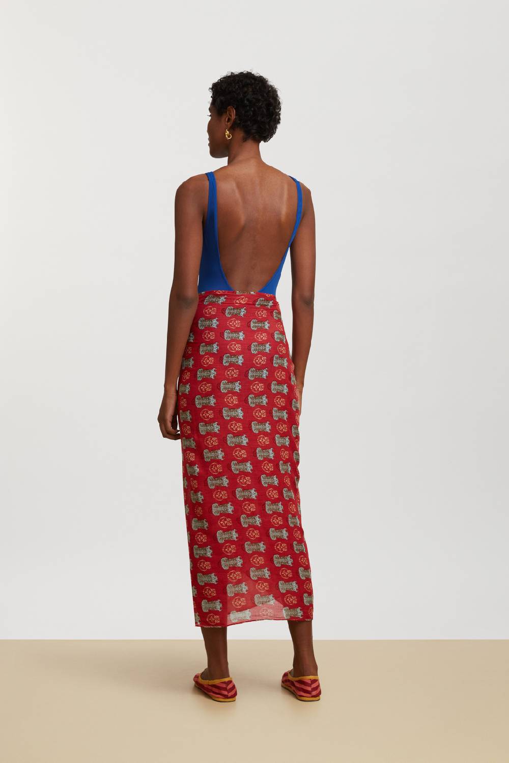 Lisa Corti pareo tiger motive red In Linea