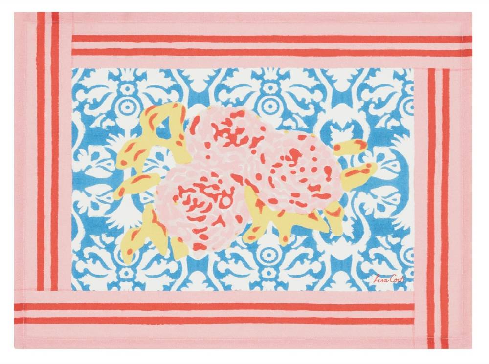 Lisa Corti tovaglietta cotone 35x48cm dam dam blue Economico