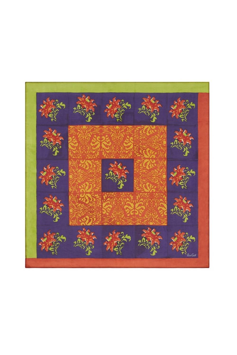 Lisa Corti foulard seta 100x100cm tangeri flower purple Sconto di tempo limitato