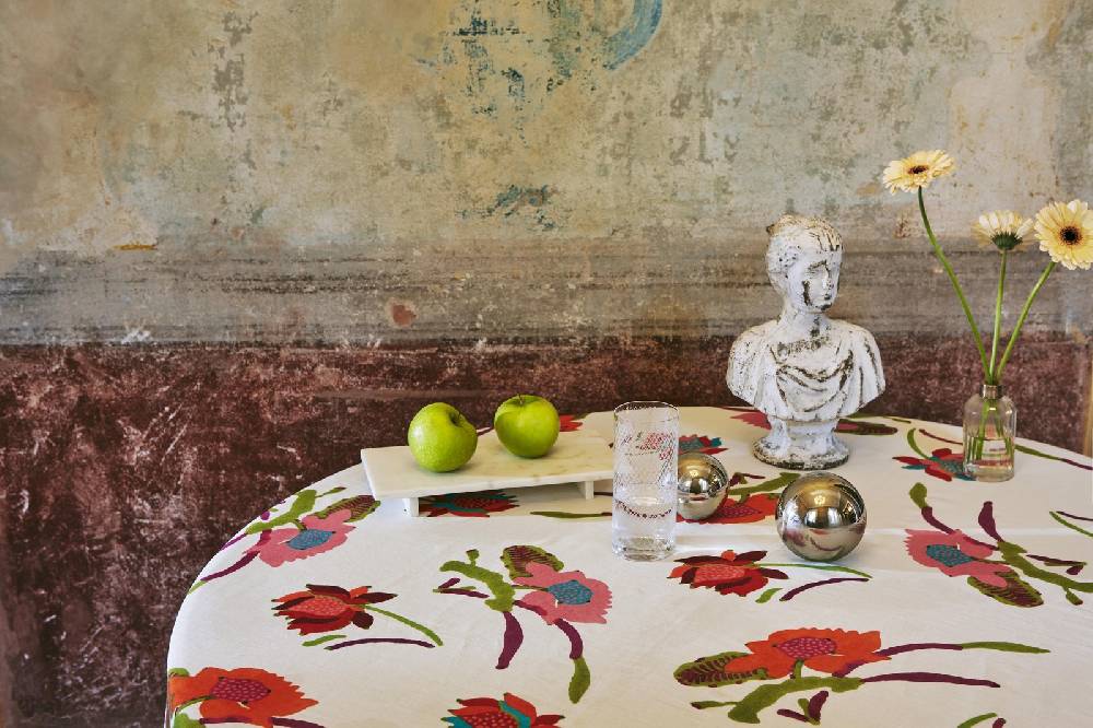 Lisa Corti telo lino 180x270cm japanese white red Limitato a 3 giorni