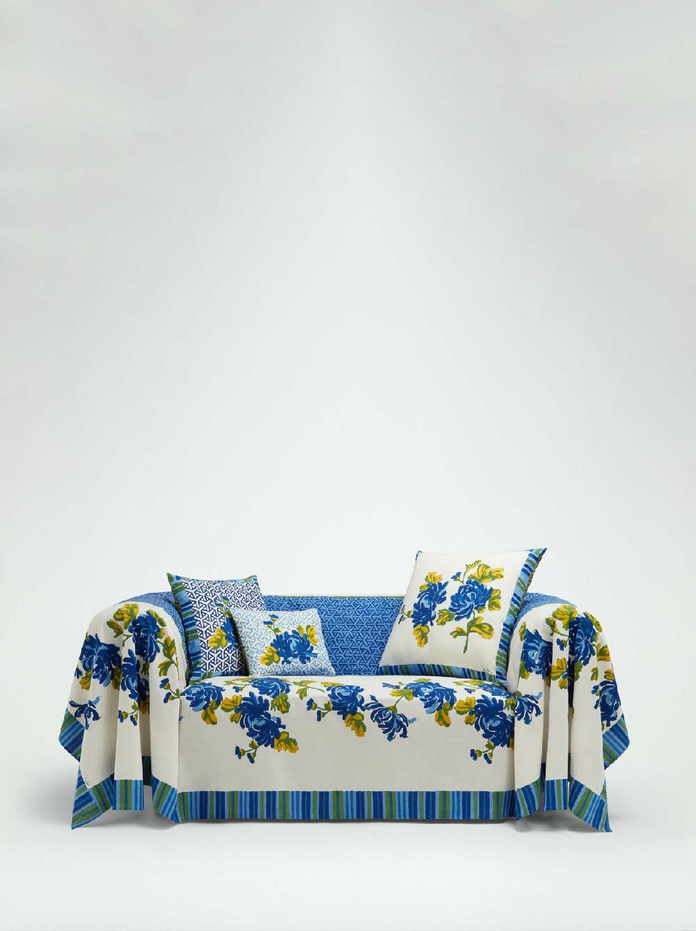 Lisa Corti telo cotone 220x350cm vienna blue cream Nuovo