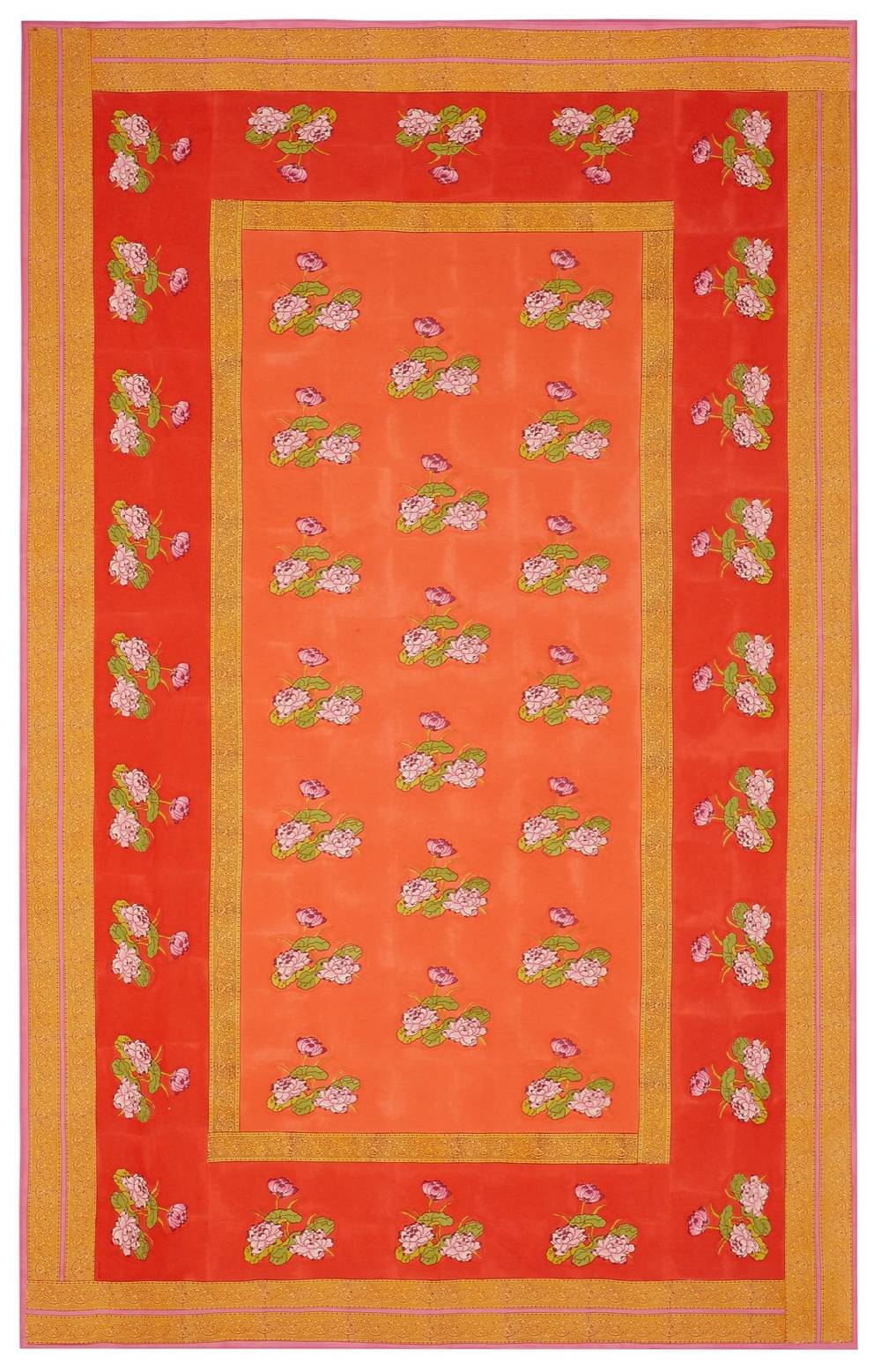 Lisa Corti telo cotone 220x350cm tea flower red orange Soddisfazione Garantita
