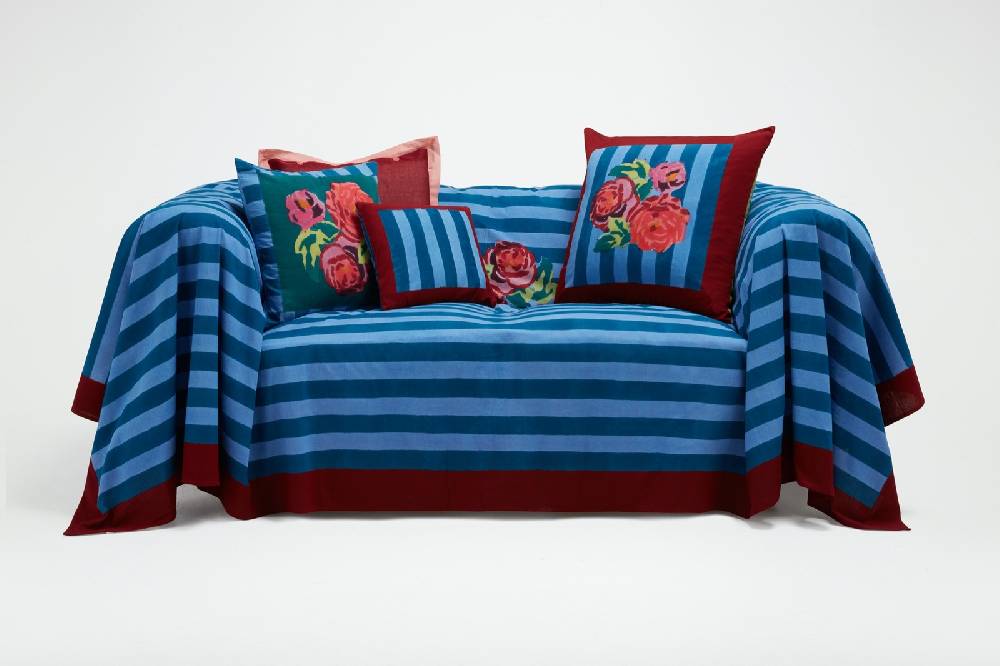Lisa Corti telo cotone 220x350cm nizam stripes ferozi sugar Consegna Veloce