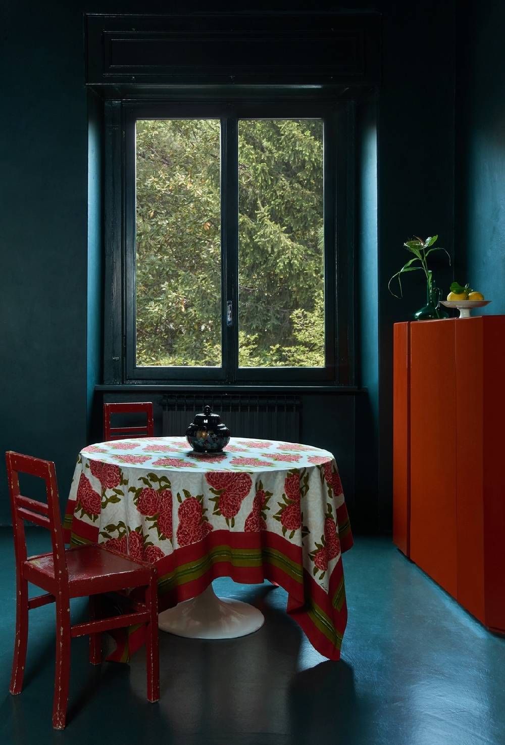 Lisa Corti telo cotone 220x220cm leopard bouquet red Affare Del Giorno