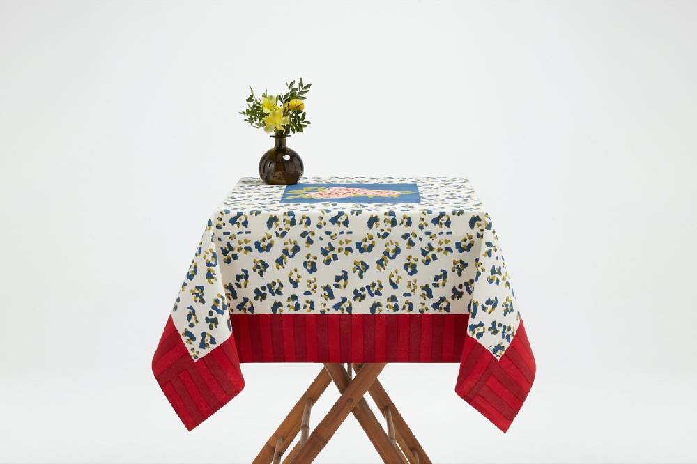 Lisa Corti telo cotone 110x110cm leopard stripes dark blue In Vendita