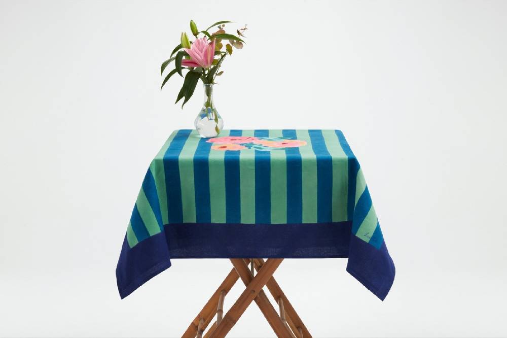 Lisa Corti telo cotone 110x110cm nizam stripes blue green Hotsell