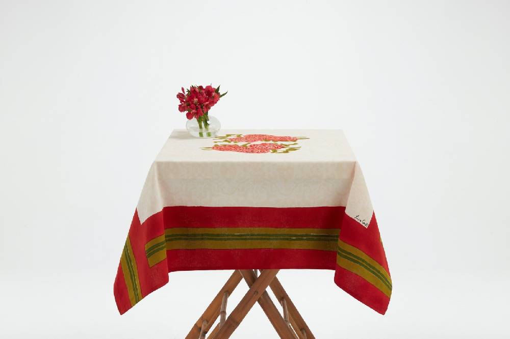 Lisa Corti telo cotone 110x110cm leopard bouquet red Vendite Flash