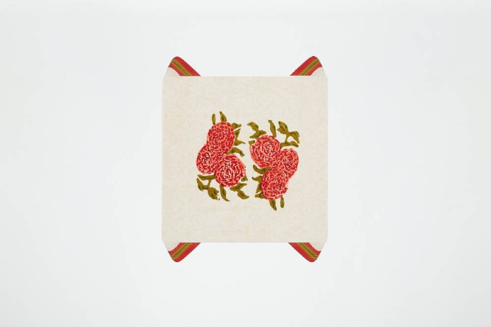 Lisa Corti telo cotone 110x110cm leopard bouquet red Vendite Flash