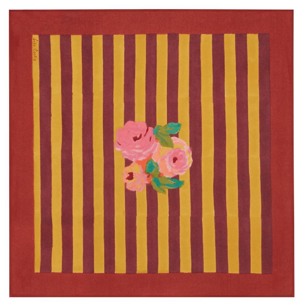 Lisa Corti telo cotone 110x110cm nizam stripes mustard maroon In Saldo