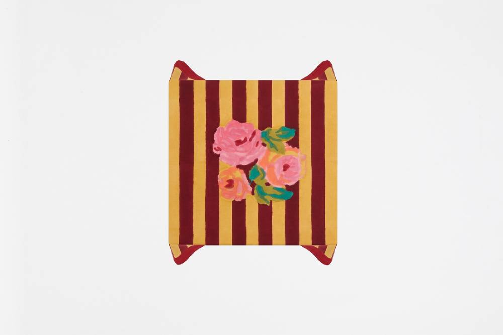 Lisa Corti telo cotone 110x110cm nizam stripes mustard maroon In Saldo