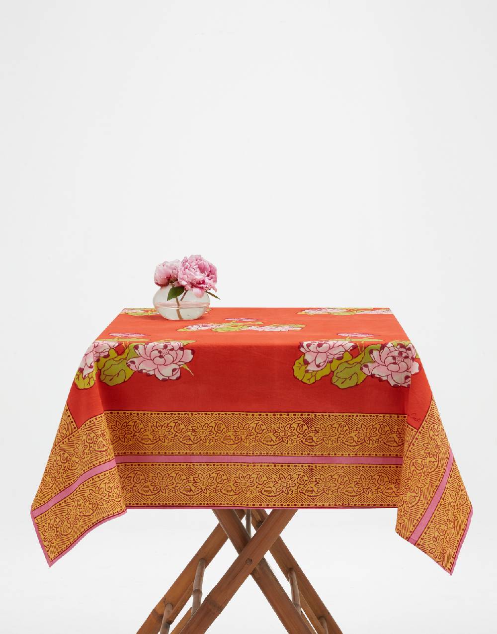 Lisa Corti telo cotone 110x110cm tea flower red orange Moda