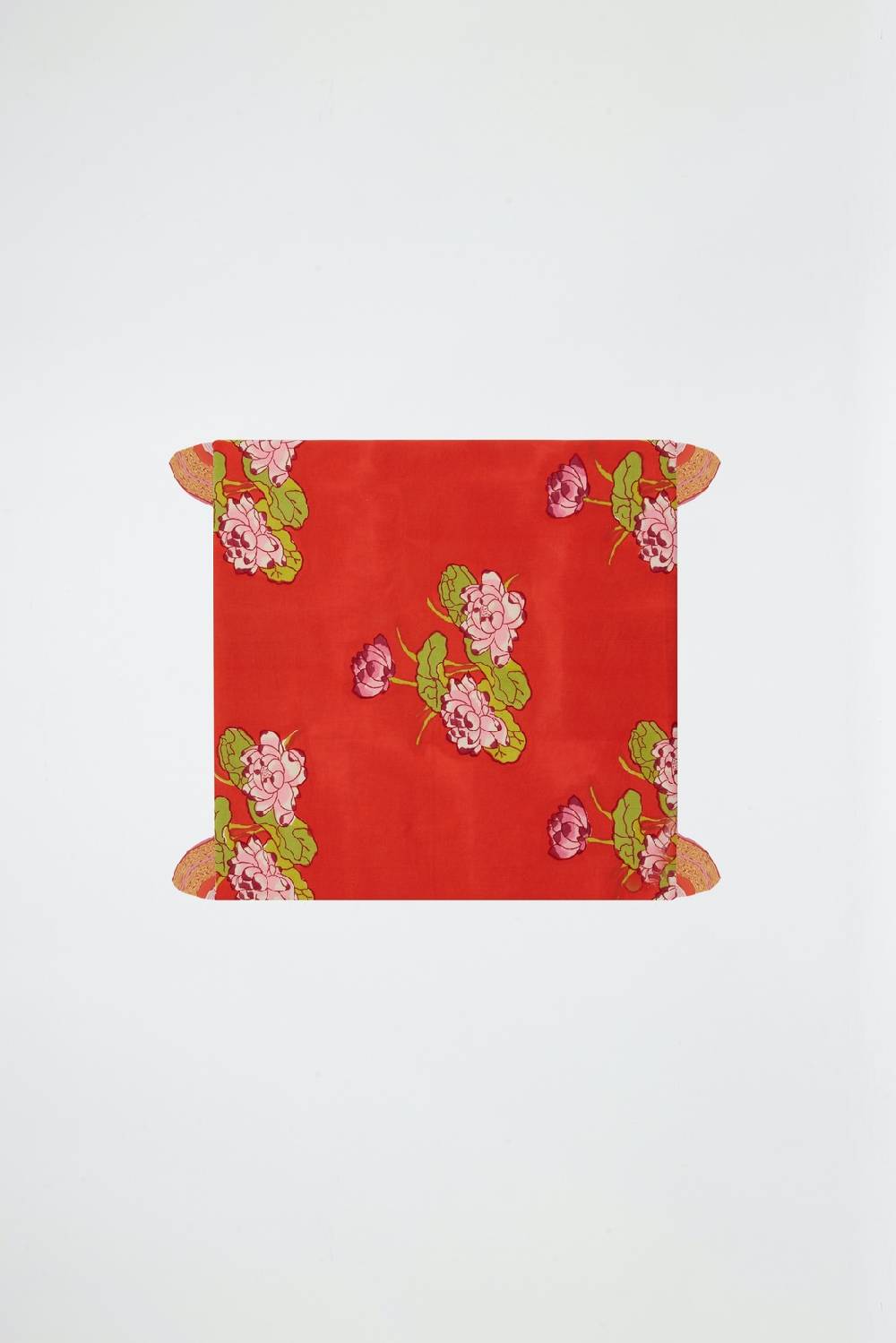 Lisa Corti telo cotone 110x110cm tea flower red orange Moda