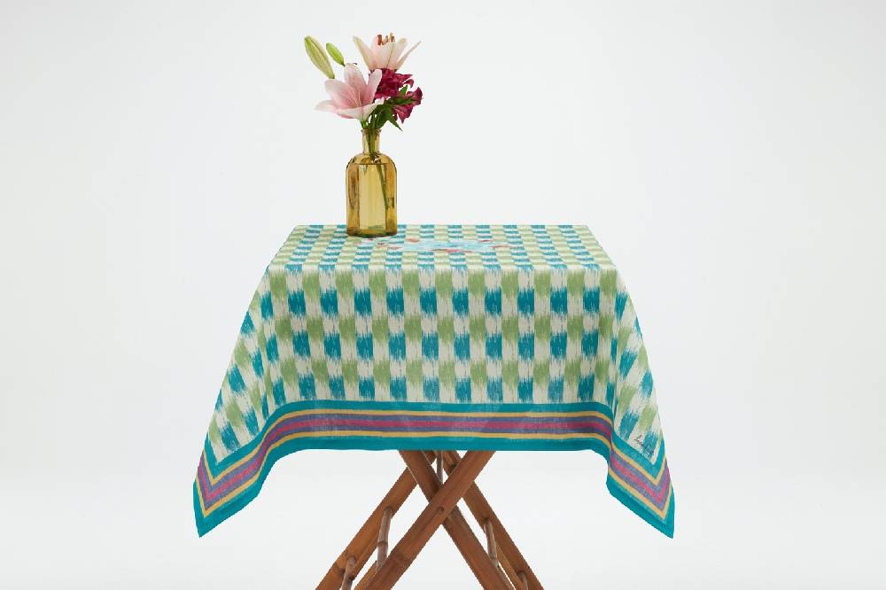 Lisa Corti telo lino 110x110cm veranda design peacock green Negozio online di fabbrica
