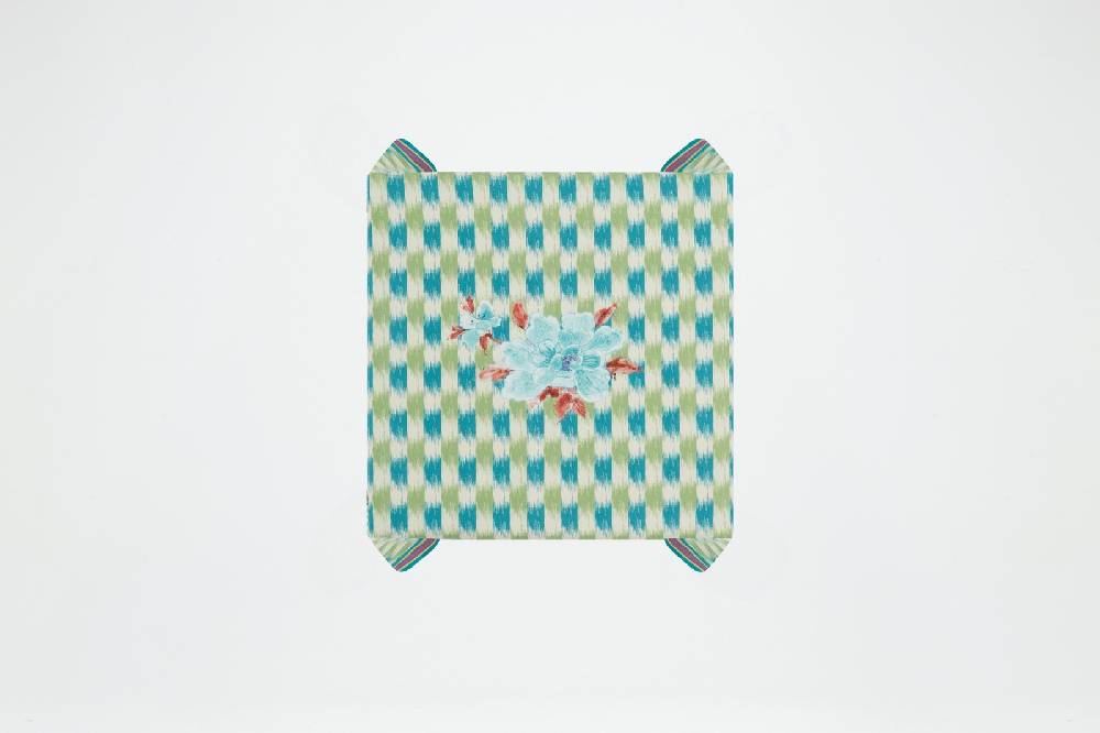 Lisa Corti telo lino 110x110cm veranda design peacock green Negozio online di fabbrica