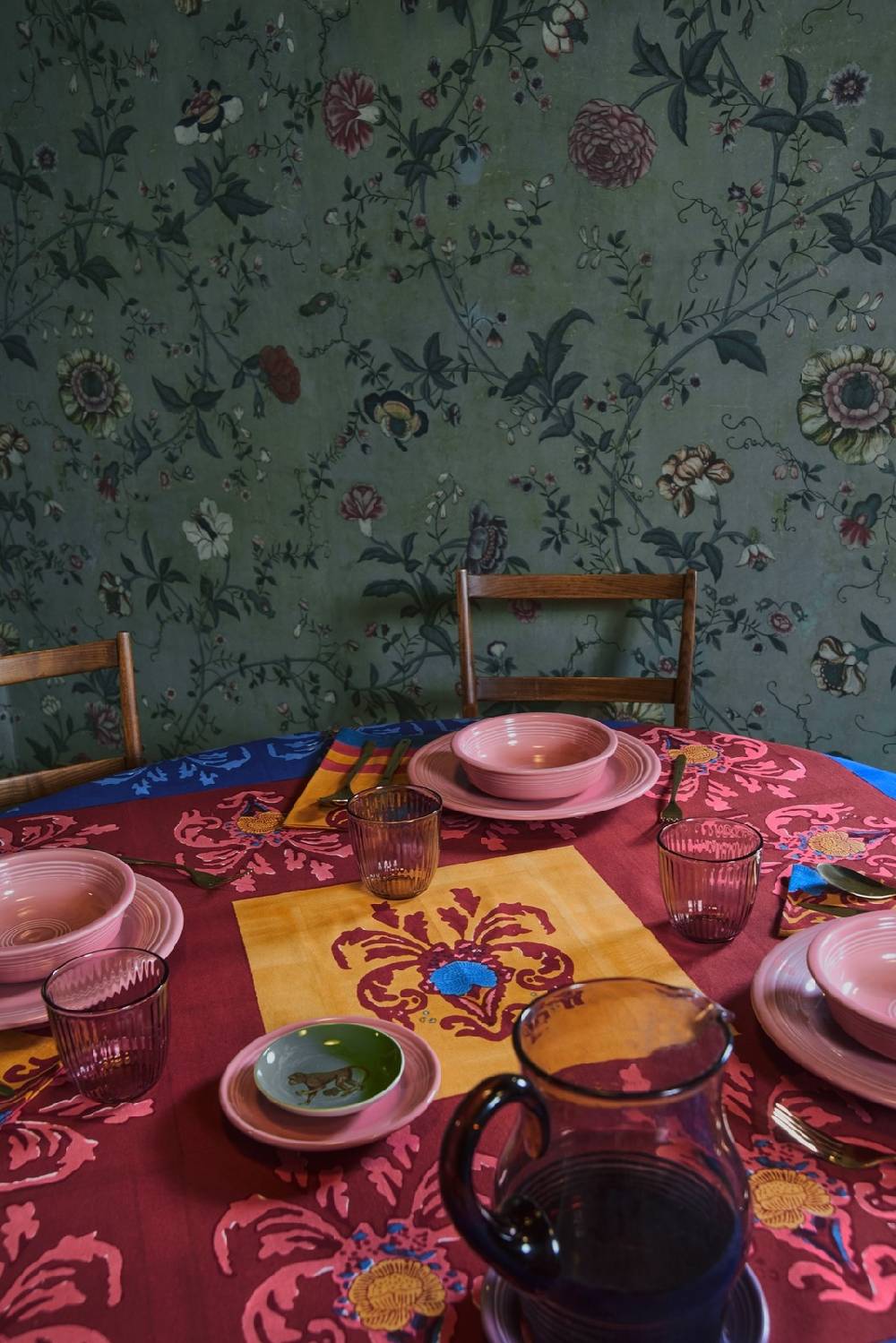 Lisa Corti telo cotone 220x270cm brocade royal blue Offerta speciale
