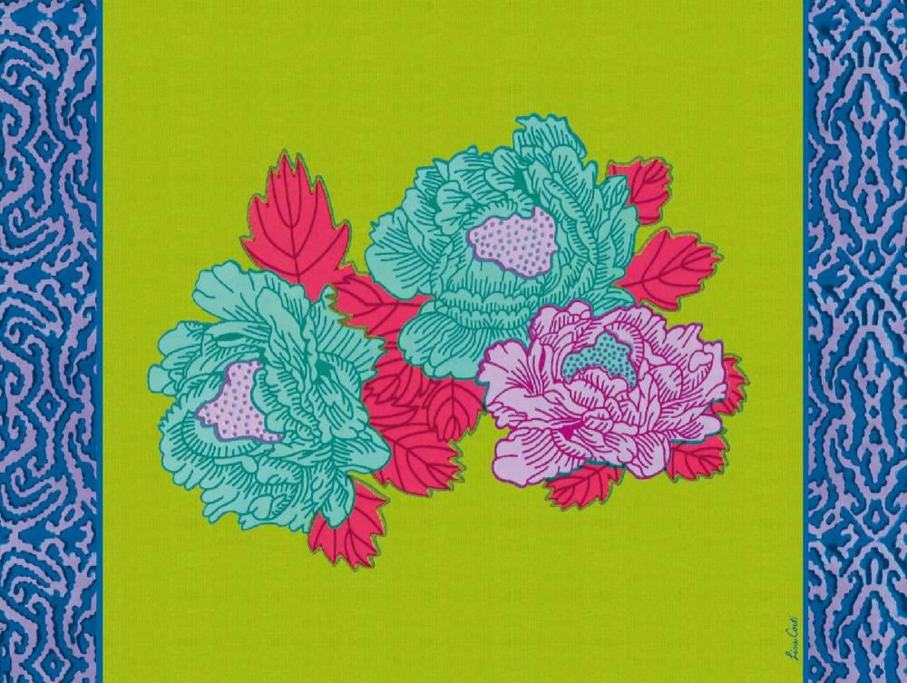 Lisa Corti tovaglietta rigida 30x40cm kauai peony acid green Latest fashion