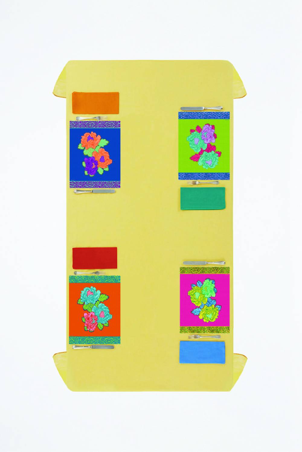 Lisa Corti tovaglietta rigida 30x40cm kauai peony acid green Latest fashion