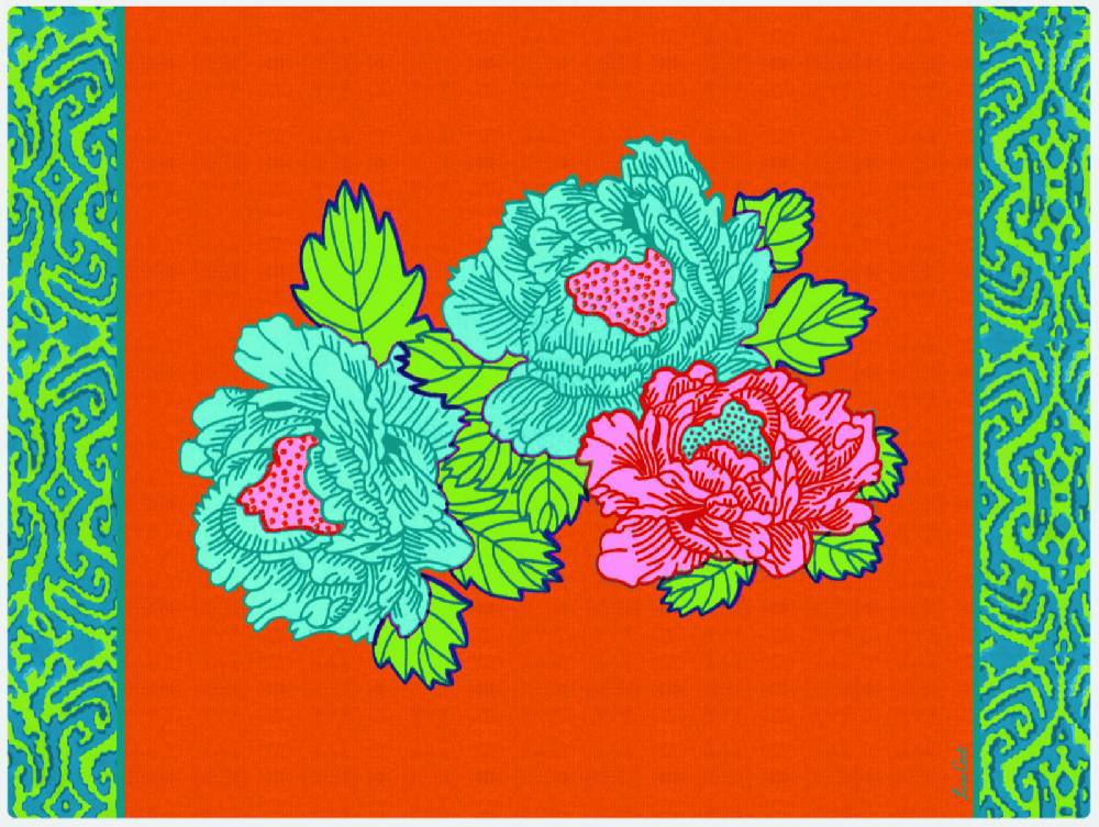 Lisa Corti tovaglietta rigida 30x40cm kauai peony orange Offerta temporanea