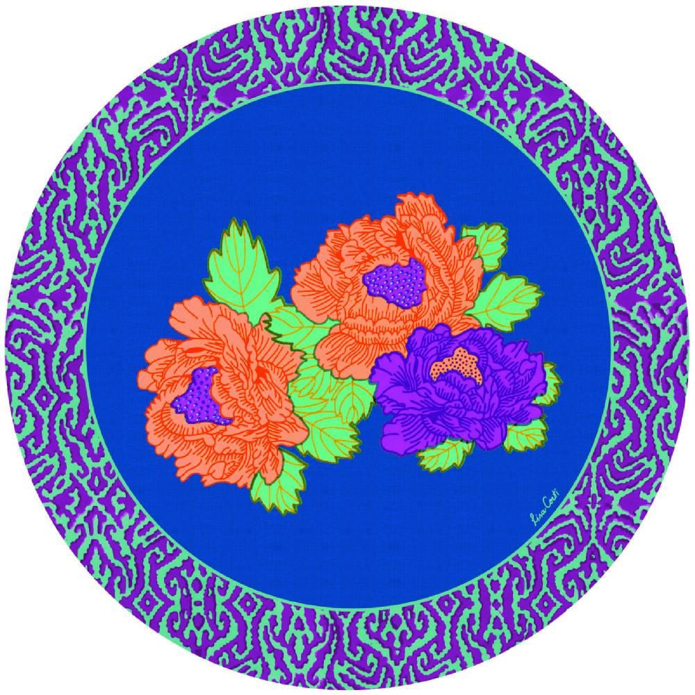 Lisa Corti tovaglietta rigida 39cm kauai peony blue In vendita