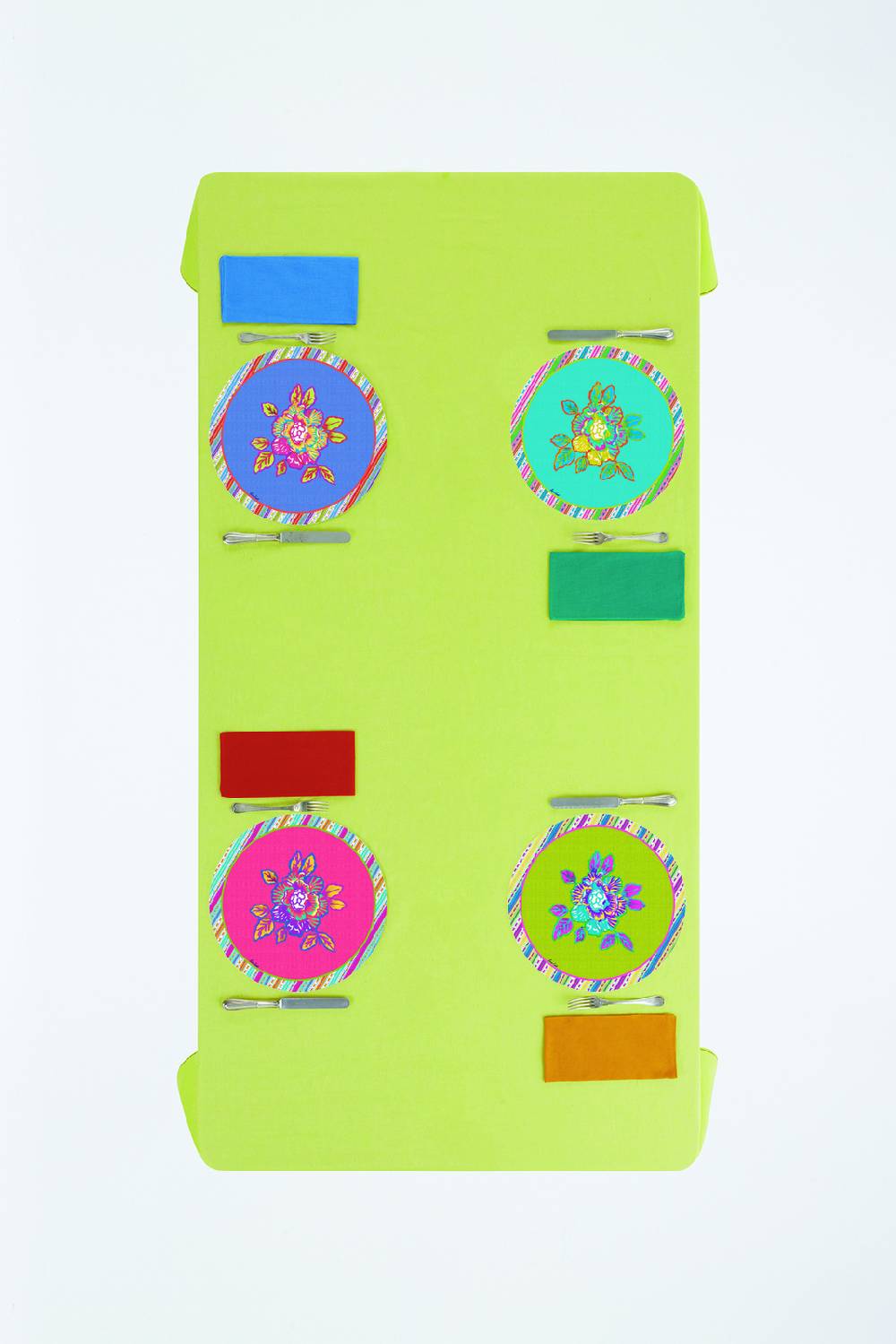 Lisa Corti tovaglietta rigida 39cm english rose acid green Spedizione Gratuita