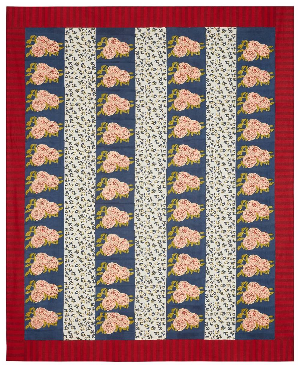 Lisa Corti telo cotone 220x270cm leopard stripes dark blue Offerte
