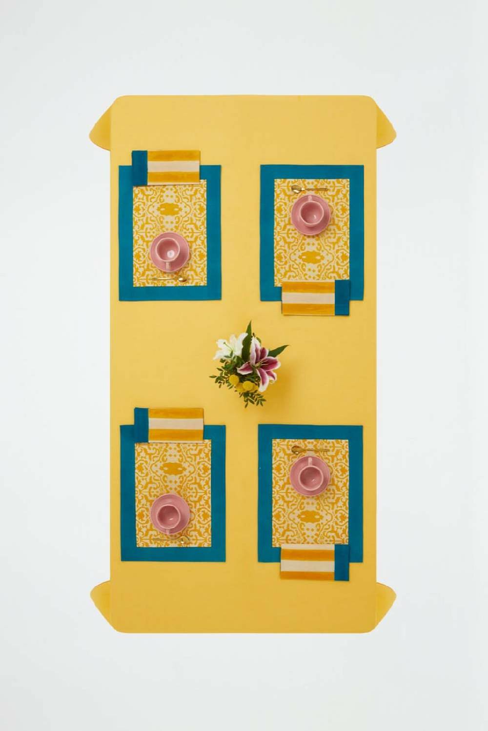 Lisa Corti tovaglietta cotone 35x48cm damask design gold Grande vendita