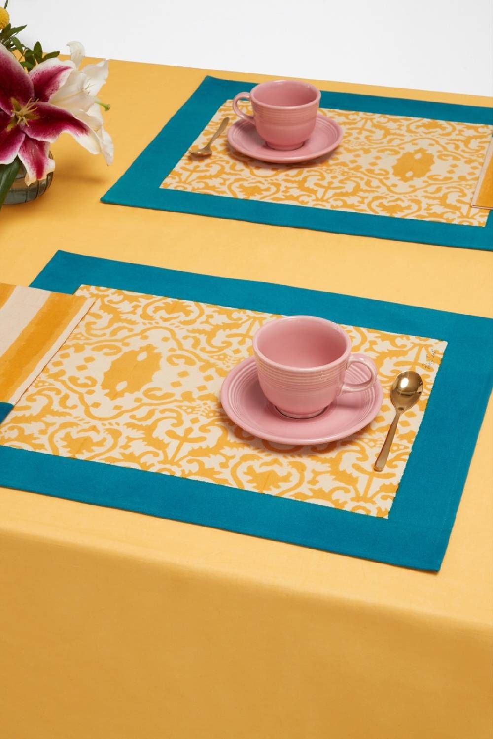 Lisa Corti tovaglietta cotone 35x48cm damask design gold Grande vendita