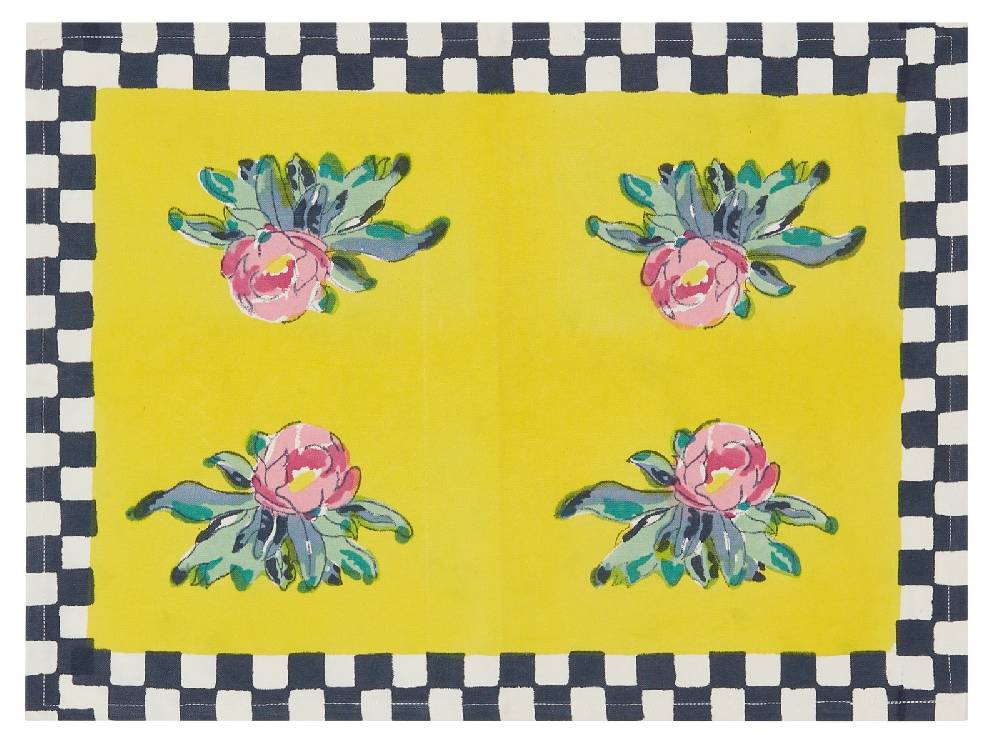 Lisa Corti tovaglietta cotone 35x48cm tiles yellow Fornitura limitata