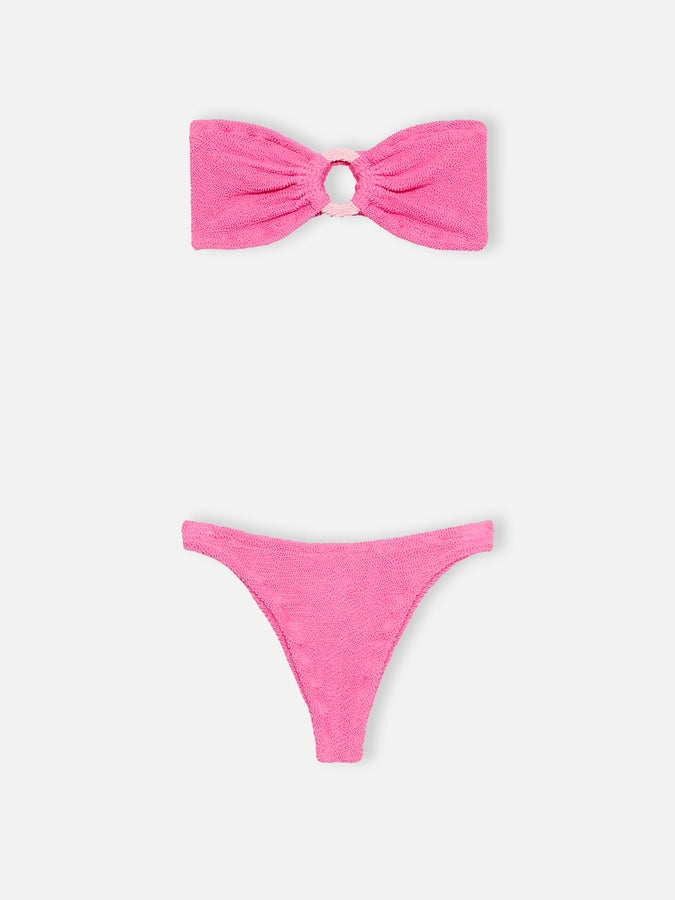 Mc2 Saint Barth Bikini donna a fascia rosa stropicciato Yulia Naomi Consegna Veloce