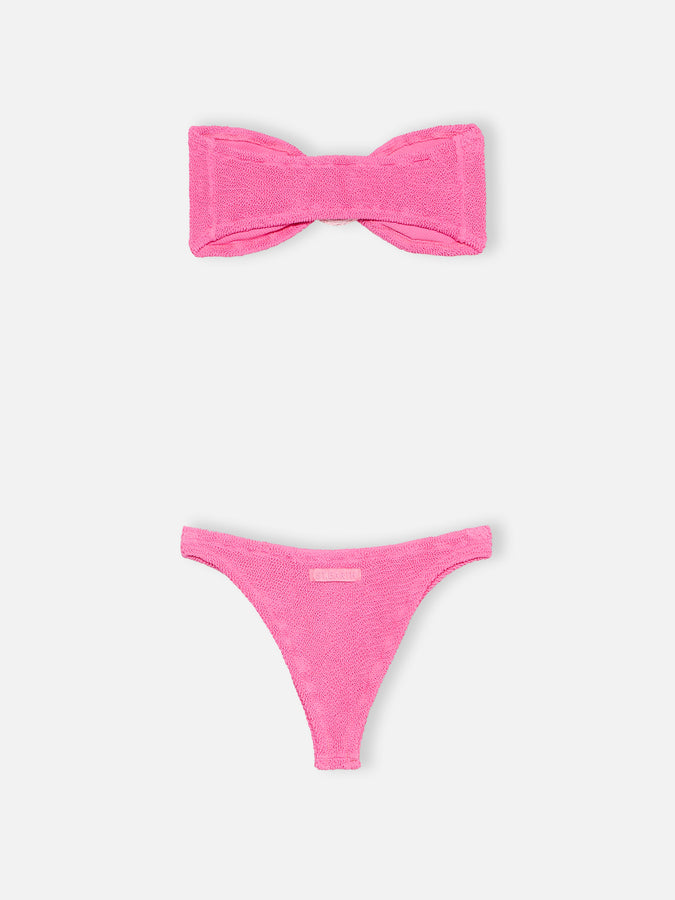 Mc2 Saint Barth Bikini donna a fascia rosa stropicciato Yulia Naomi Consegna Veloce