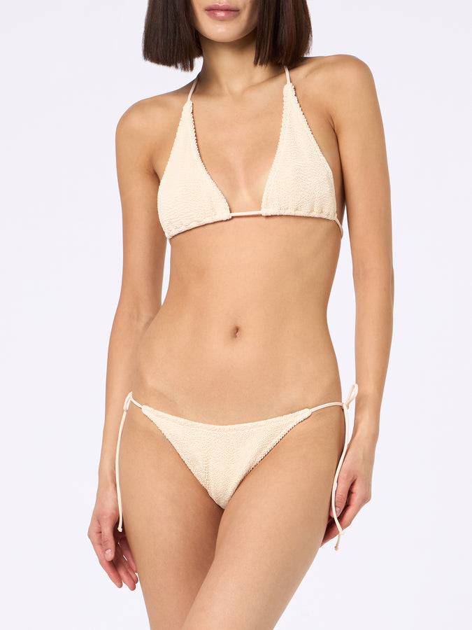 Mc2 Saint Barth Woman cream crinkle triangle bikini Guiana Marielle Promozione Limitata