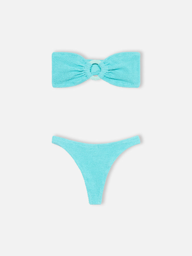 Mc2 Saint Barth Bikini donna a fascia verde acqua stropicciato Yulia Naomi Shopping Online