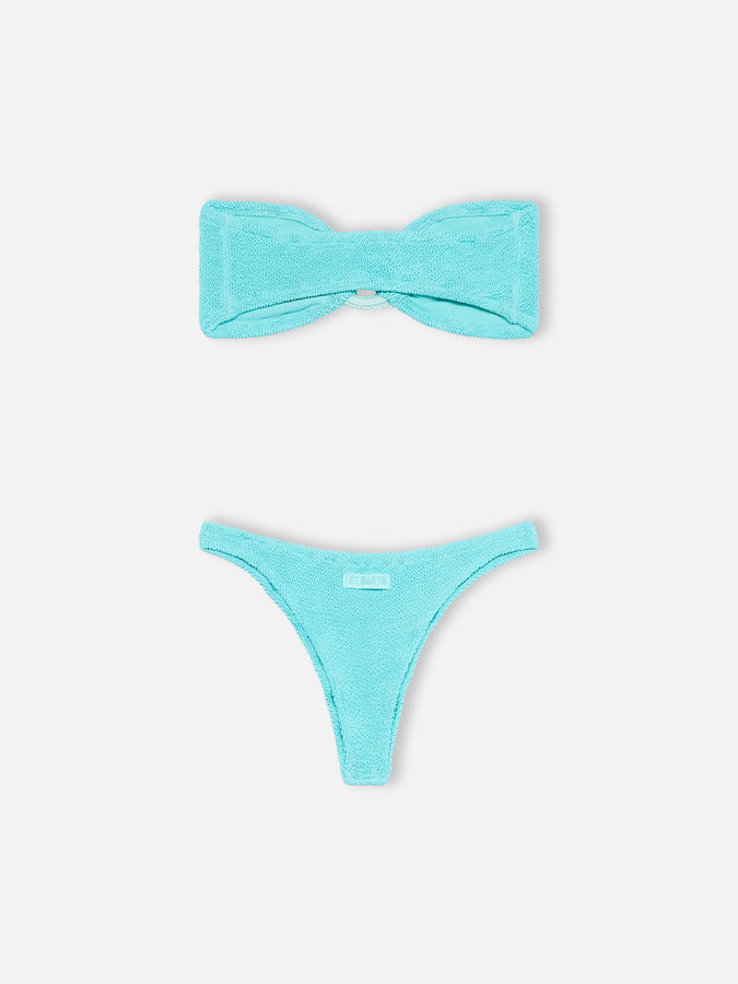 Mc2 Saint Barth Bikini donna a fascia verde acqua stropicciato Yulia Naomi Shopping Online