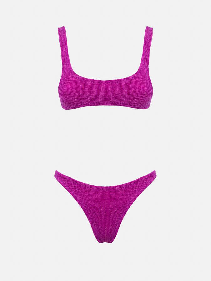 Mc2 Saint Barth Bikini da donna classico a bralette crinkle fucsia con filato di lurex Sconto