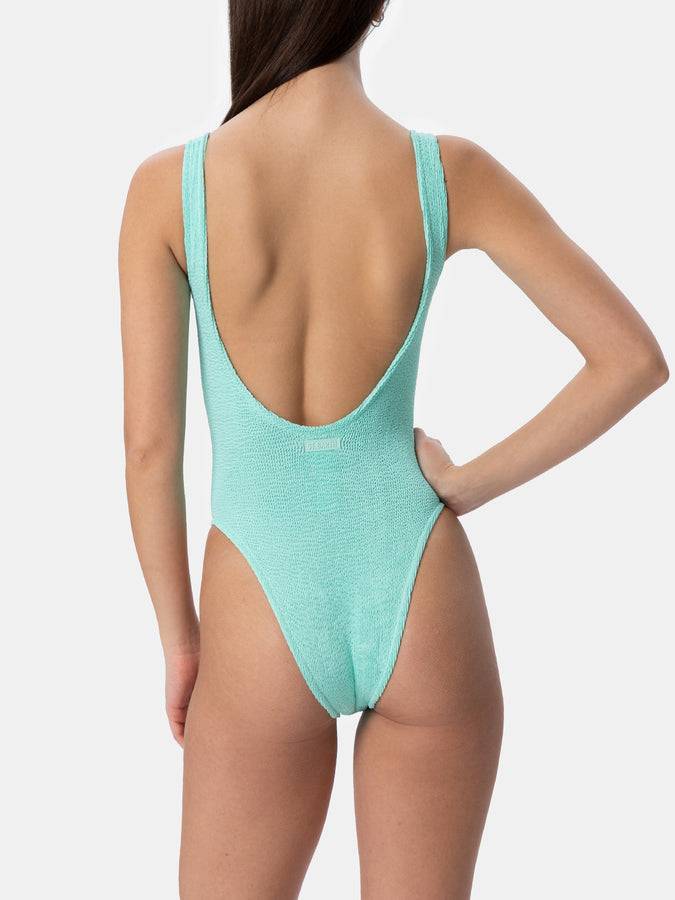 Mc2 Saint Barth Costume intero da donna Lora crinkle verde salvia Offerta