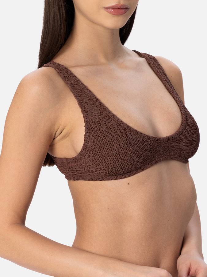 Mc2 Saint Barth Bikini da donna a bralette marrone crinkle Pamy Elise Economico